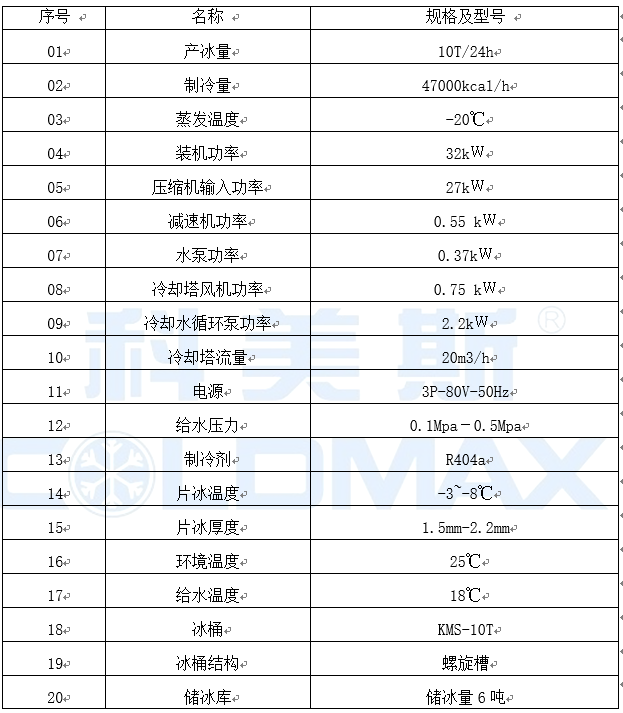 科美斯CFF-10E 10噸片冰機設(shè)計方案